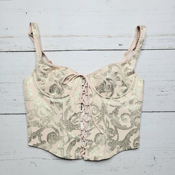 Rumored Cream Lace-Up Crop Top - Picture 3 of 10